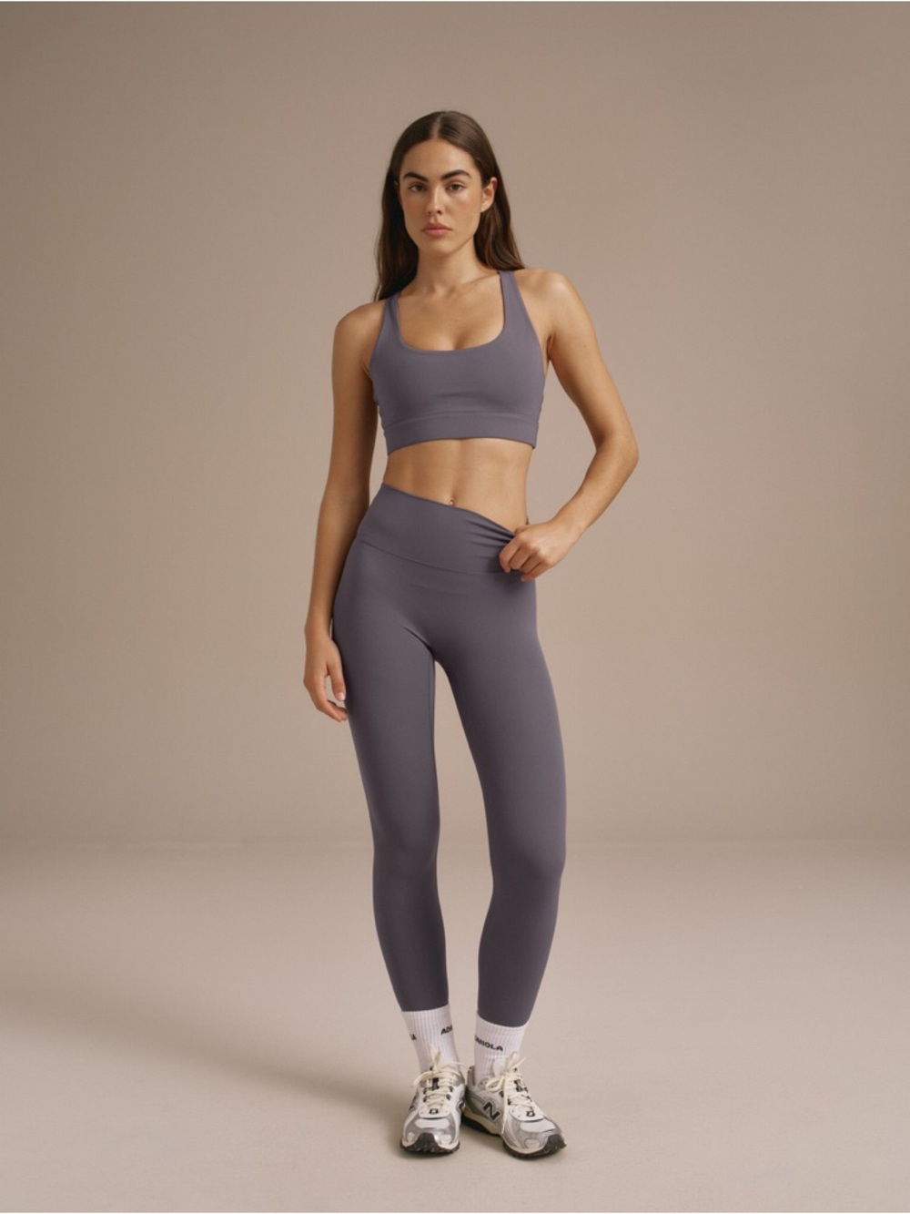 ADANOLA - Dark Grey High-Waist Seamless Leggings